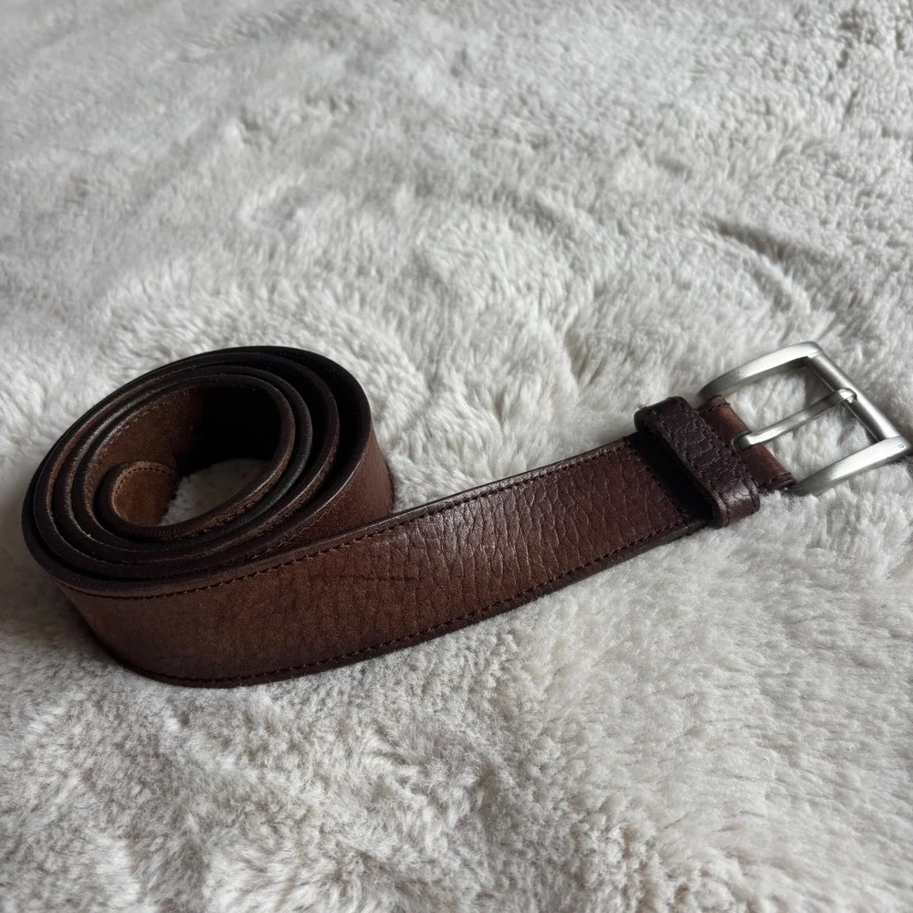 Leather Belt Mens 46 Brown Excellent Double Prong Textured 1403 Made‎ in India